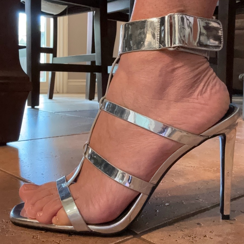 Calvin Klein Metallic Silver Strappy Heels